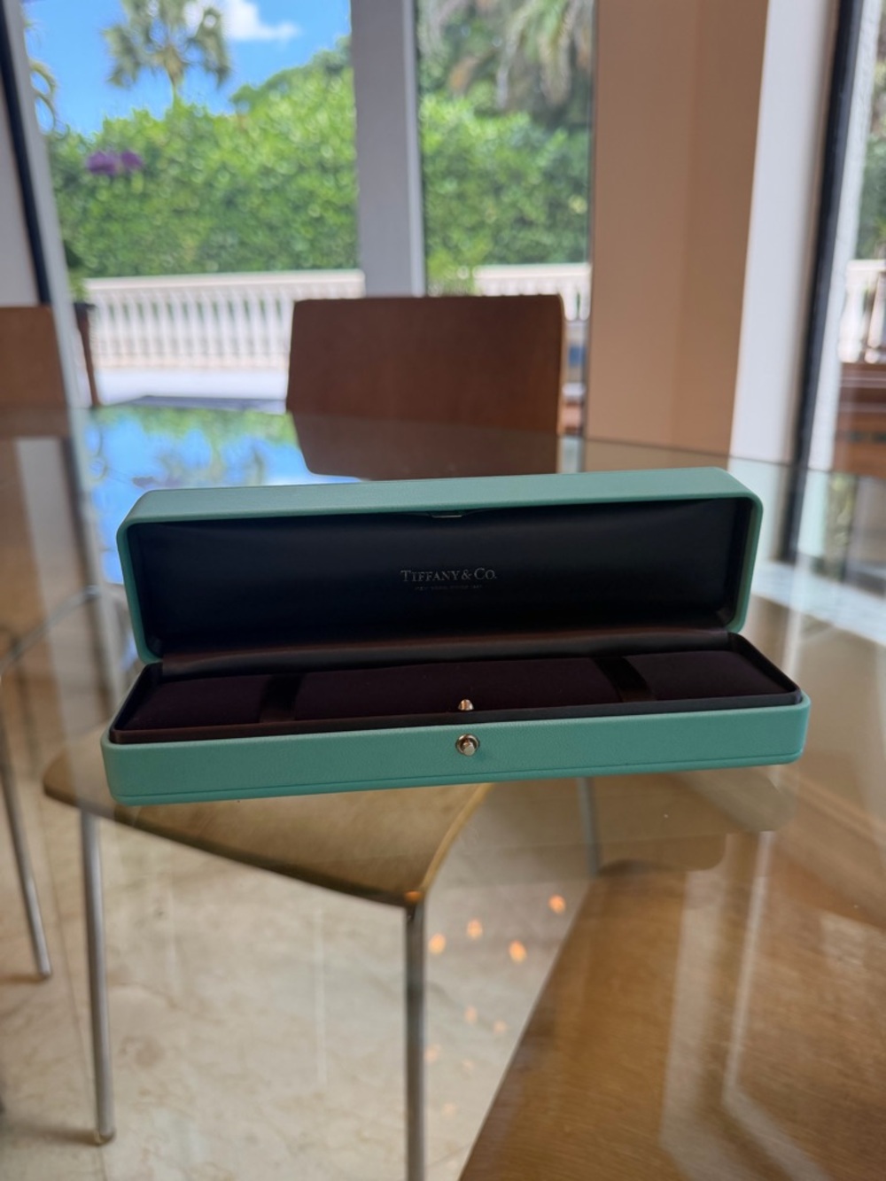 Tiffany & Co. Robin's Egg Blue Jewelry Case with Black Interior